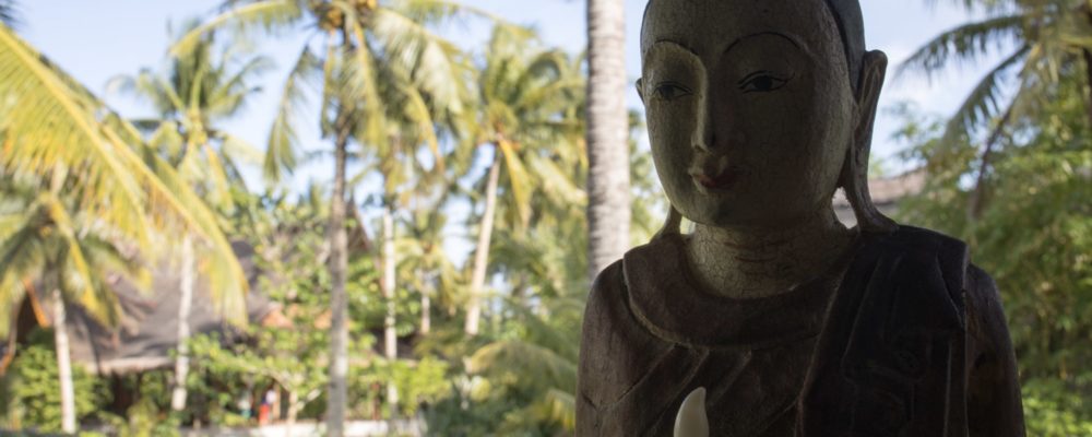 Statue and view from restaurant Lotus Shores Siargao