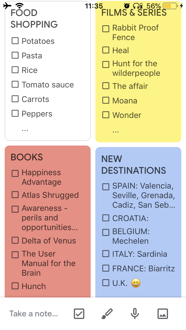 google keep app list view printscreen