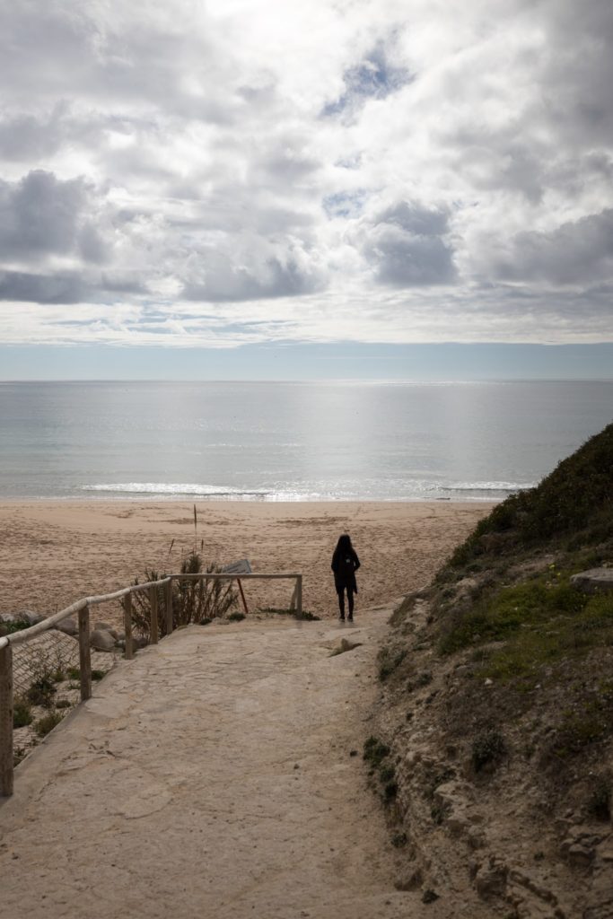 Front view of Mareta Beach in Sagres