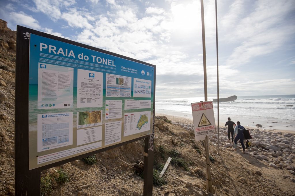 Tonel Beach in Sagres beach sign