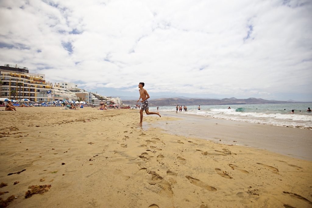 Man Running Las Canteras Beach