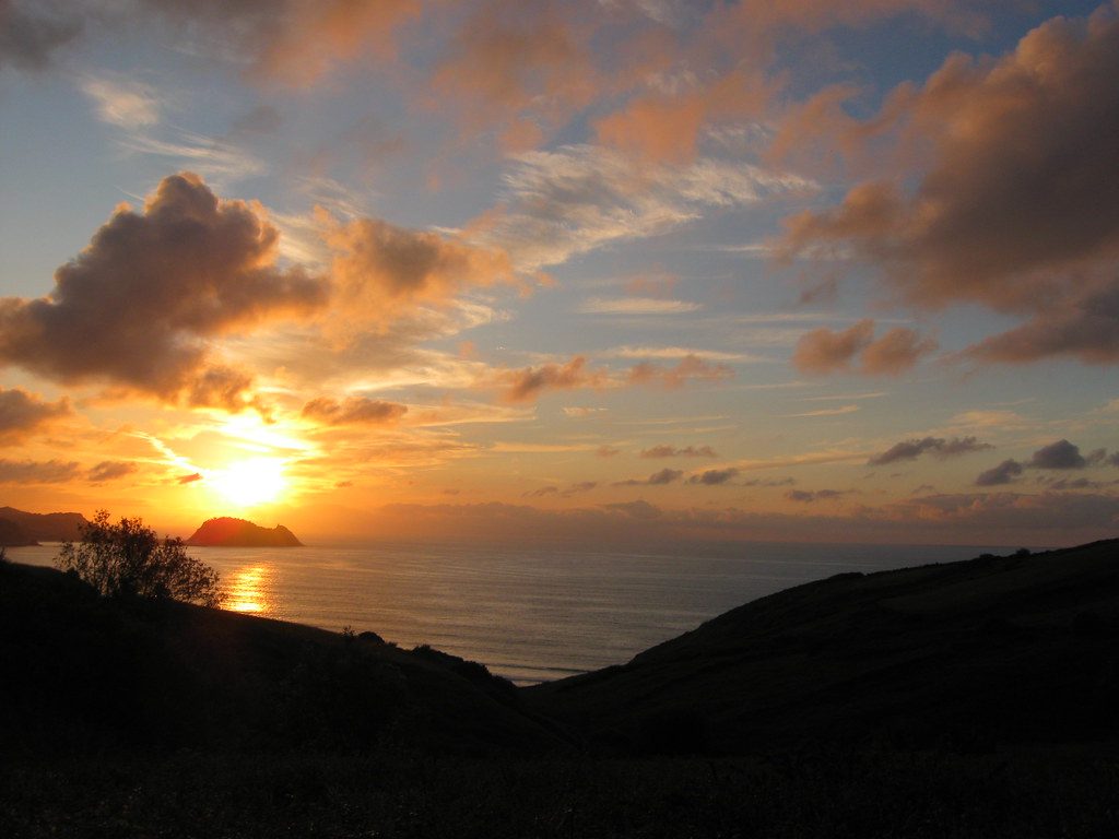 Zarautz sunset over the sea