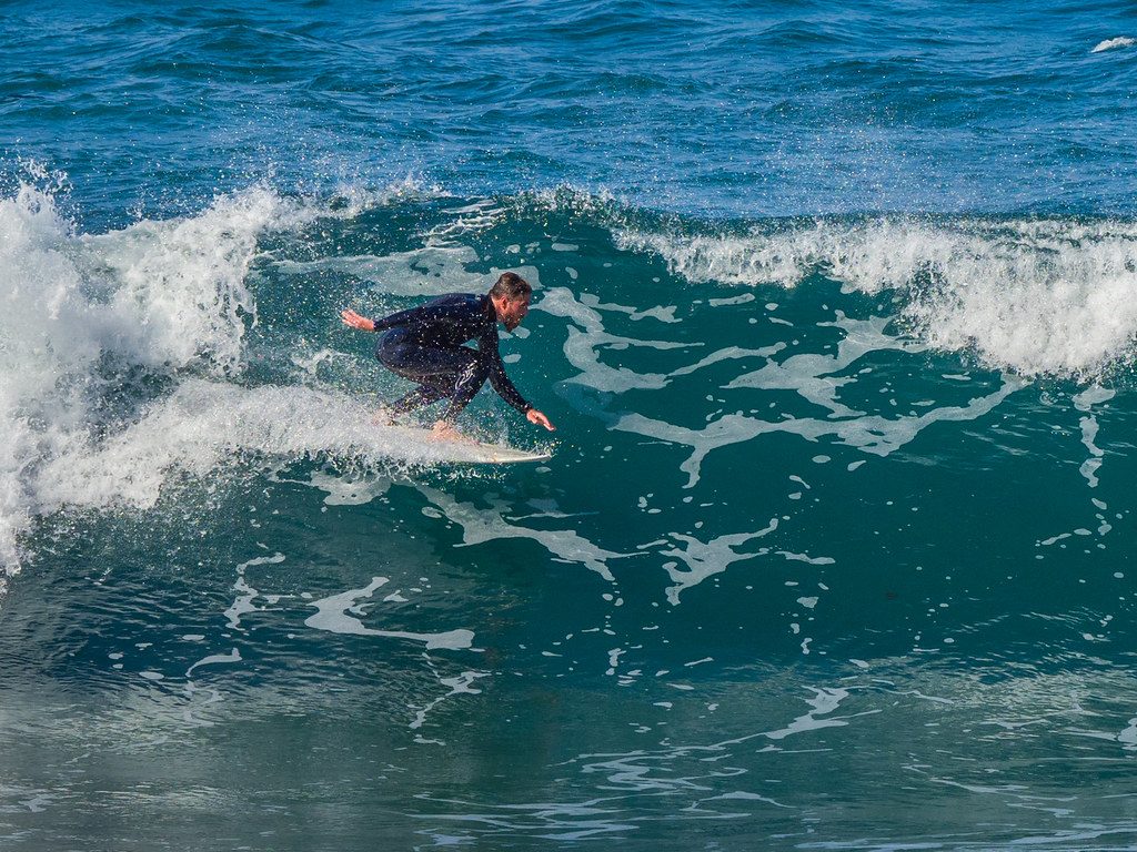 Surfer on the wave at Las Palmas de Gran Canaria