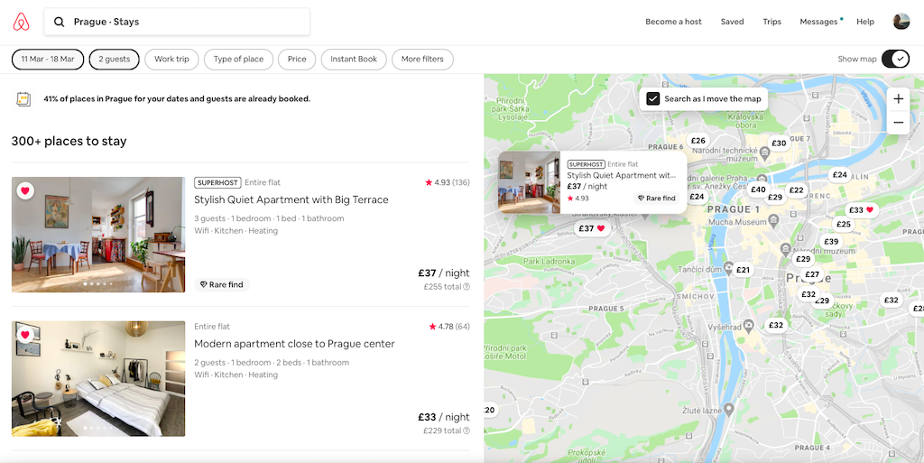 Airbnb Long Term Rentals Search Results Page